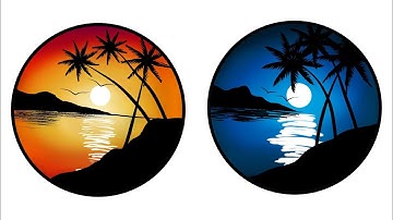Day and night drawing easy | Moonlight and sunset painting | ibis paint x easy drawing