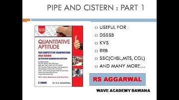 PIPE AND CISTERN PART- 1 #RS AGGARWAL #ARITHMETIC #QUANTITATIVE