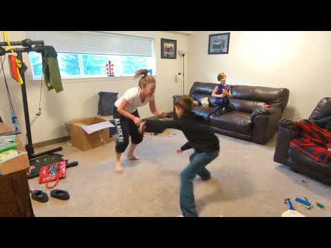 Mom wrestles her 10yr old son