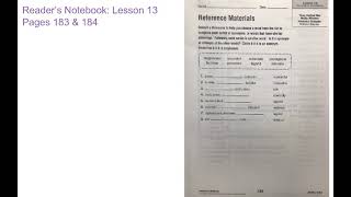 Reader’s Notebook: Lesson 13 - Pages 183 & 184