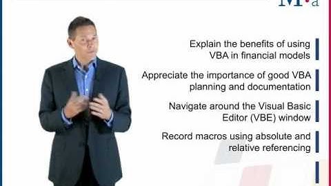 Financial Modeling using VBA Video Preview - MDA Training