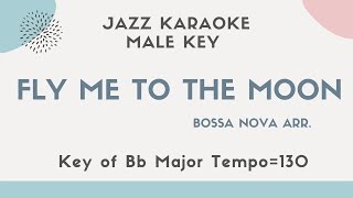 Video thumbnail of "Fly me to the moon - Bossa Nova - male key [Swing Jazz Sing along instrumental KARAOKE with lyrics]"