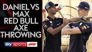 Daniel Ricciardo vs Max Verstappen | Red Bull Axe Throwing Showdown! 😲