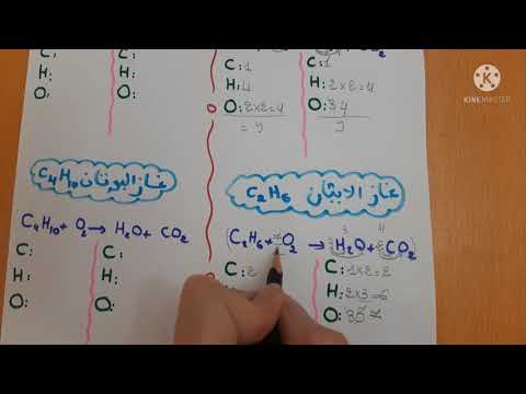 موازنة معادلات الاحتراق التام للفحوم الهيدروجينية ميثان ايثان بروبان بوتان فيزياء 3 متوسط