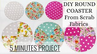 How to Make Round Coaster | DIY Coaster | DIY Coasters from Scrap Fabrics