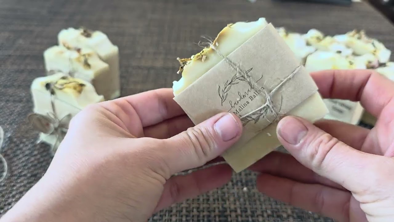 Wrapping  Goat Whey Soap bars  for an order.  Malinaballan.com