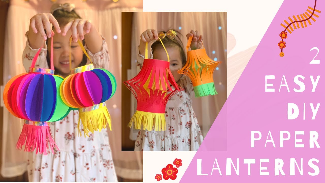 How to make paper lanterns, 2 easy DIY kids craft tutorial, Lunar New  Year