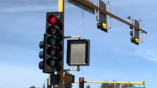 A No Turn on Red LED blankout sign at an Intersection in Minot ND
