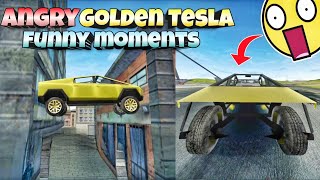 Angry Golden Tesla||Funny moments||Extreme car driving simulator||