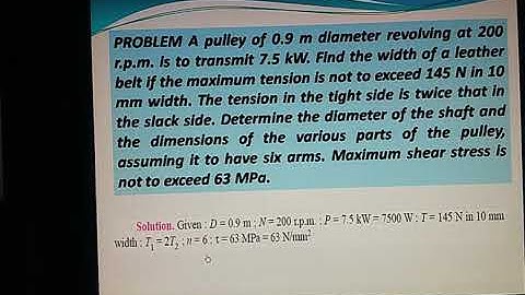 ME 308  MACHINE DESIGN  Unit  7  NUMERICAL ON CAST IRON PULLEYS by Zainab Akhtar GPC Baran