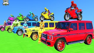 سبايدرمان بايكور وسيارات الدفع الرباعي SPIDERMAN w/ Motocycles & SUV CARS Parkour Challenge - GTA 5