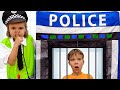 Katy and Max retend play police officer