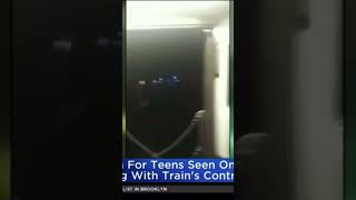 3 4 or 5 Teenagers Broken in a R188 7 Train and playing It’s controls in its Cab (Credits To CBS NYC