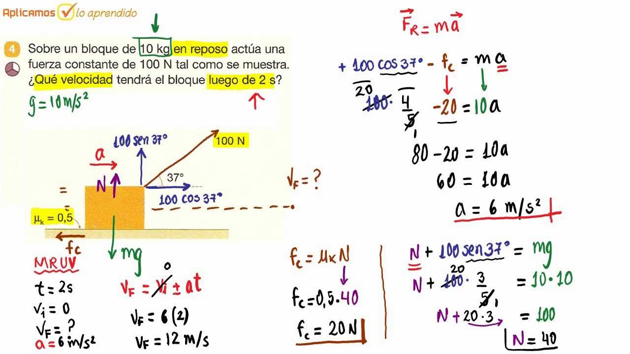 Segunda Ley De Newton Dinamica Lineal Problema 04 Youtube