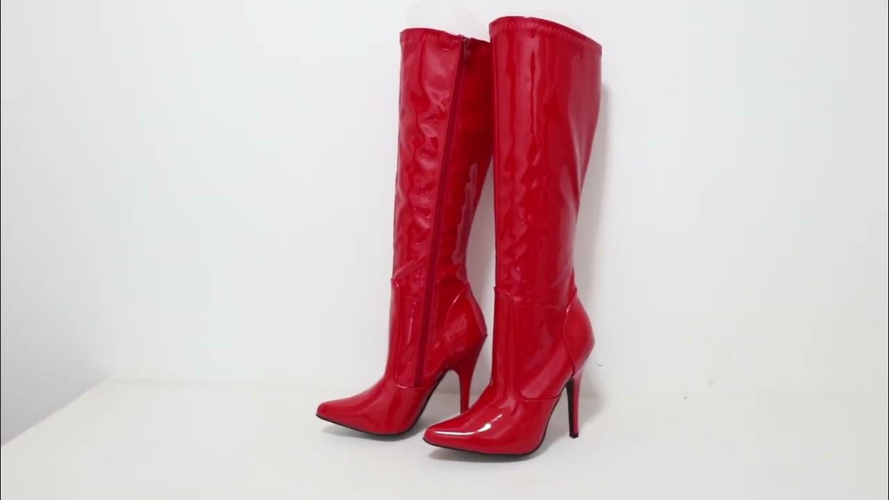 Sorbern Fresh Red Shiny Knee High Boots 12Cm High Heel Stilettos