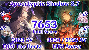 Apocalyptic Shadow 3.7 - E0S1 The Herta x E0S1 Anaxa 7653 Total Score Clear | Honkai Star Rail