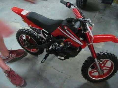 Mini Moto Cross Trilha 49cc bz Vento Vermelha Partida Corda