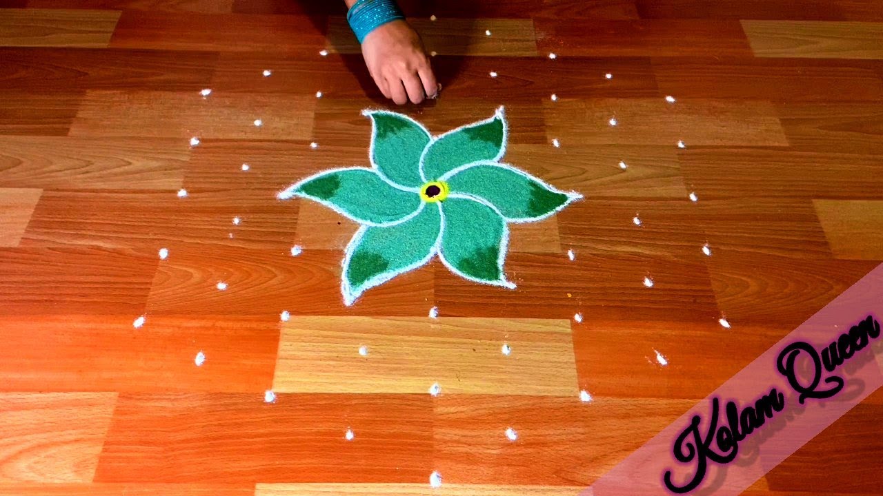 Simple Rangoli Designs |9 Dots Flower kolam design |Chukkala Muggulu |Kolam 307