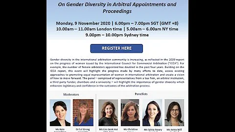 YSIAC Webinar: On Gender Diversity in Arbitral Appointments and Proceedings