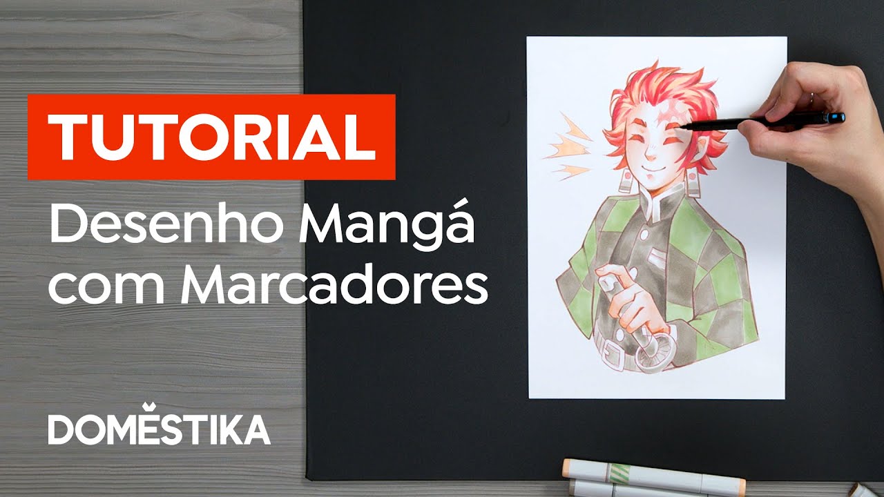 Tutorial Mangá: como desenhar o Tanjiro com marcadores