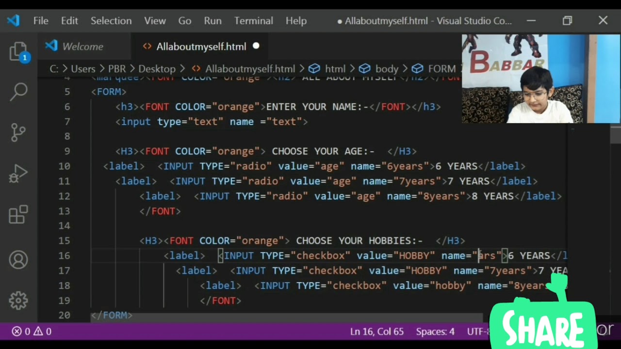 Learn HTML Form | Tutorial-7 | HTML Coding for Kids | Aarish Babbar ...