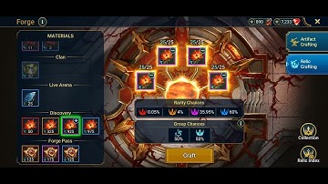Using The Forge With Legendary Fragments To Craft Relics In RAID Shadow Legends