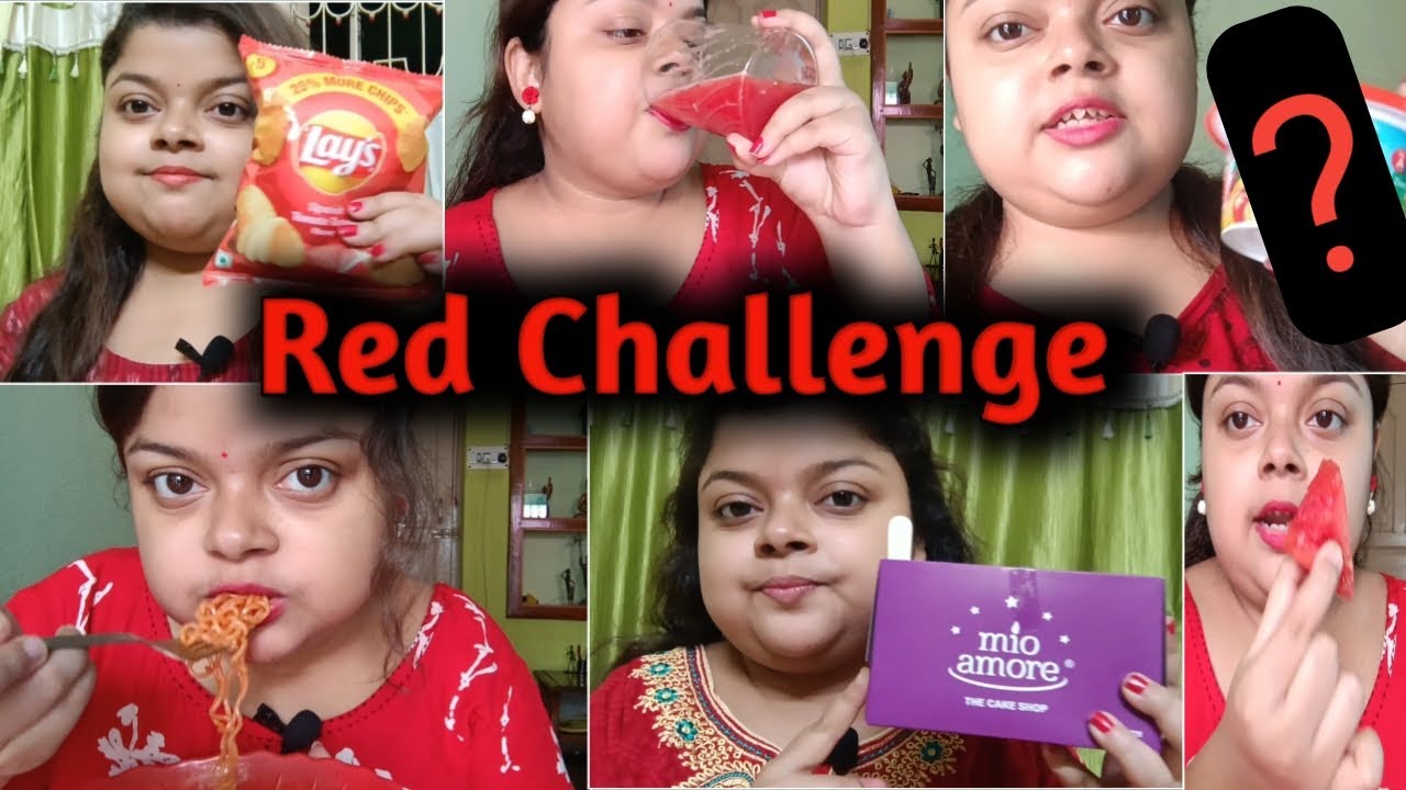 24 Hours Red Challenge 🔴only Red Food Eating Challenge🔴 সারাদিন লাল পরি হয়ে শুধু লাল খাবার