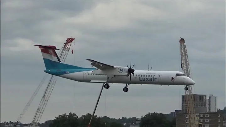 Luxair Bombardier Dash 8Q-400 LX-LGA landing at London City airport
