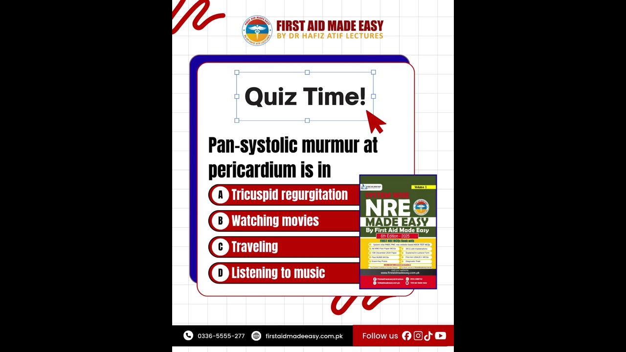 Tell your answer in comment section | First Aid Made Easy Platform | Dr Hafiz Atif #nre2025 #pmdc