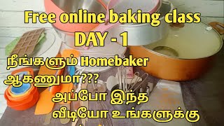 Free online baking class - Day 1/Basic tools needed for baking