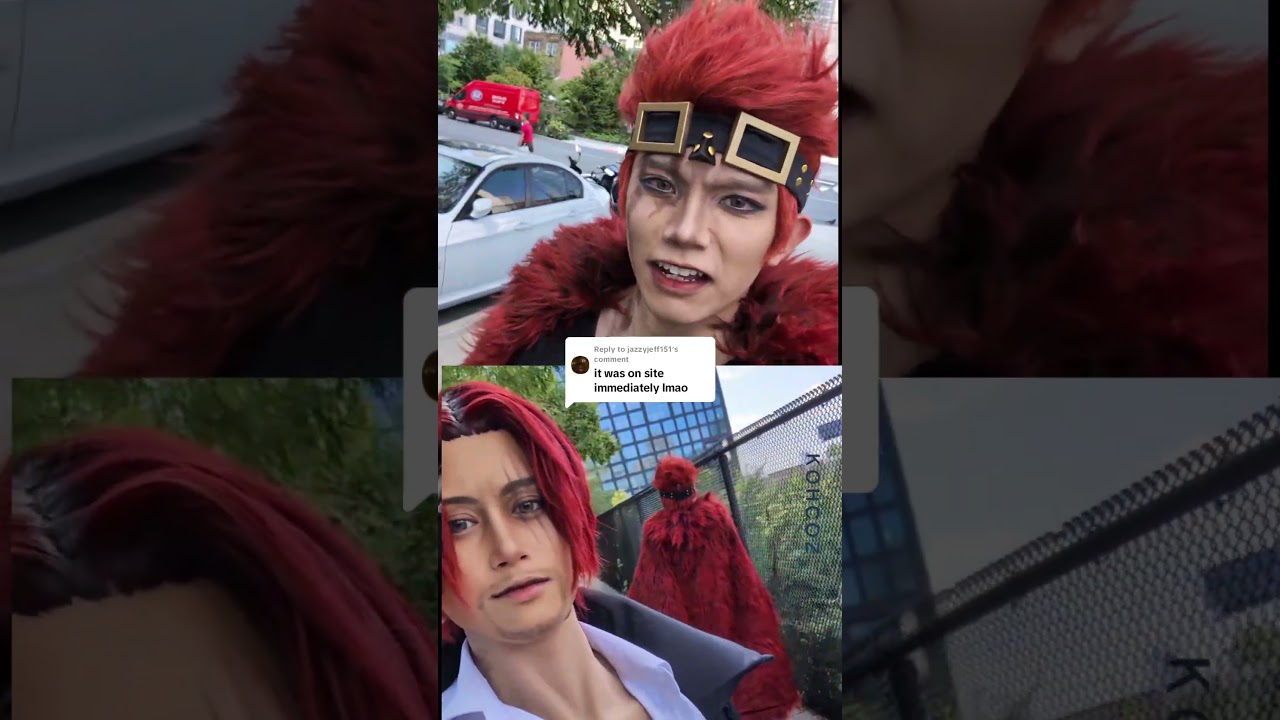 Top video is mirrored btw! 🏴‍☠️ #onepiece #shanks #eustasskid #cosplay #animenyc @LelegacyCrafting