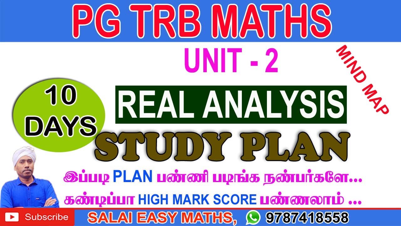 PG TRB MATHS STUDY PLAN | UNIT 2 REAL ANALYSIS | 10 DAYS ENOUGH | DOWNLOAD PDF STUDY PLAN | MIND MAP
