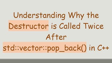 Understanding Why the Destructor is Called Twice After std::vector::pop_back() in C+ +