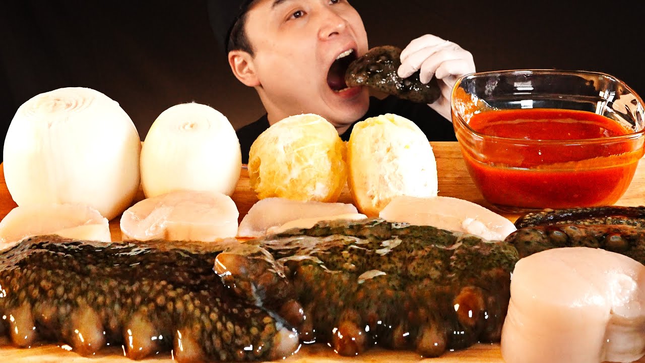 오독오독 씹히는 몸에 좋은 해삼과 두꺼운 관자 먹방~!! 리얼사운드 ASMR Mukbang(Eating Show)