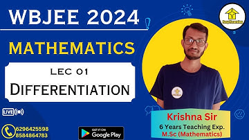 WBJEE 2024 Mathematics Preparation | Differentiation Lec 01 | By Krishna Sir | By Easy2Learning |