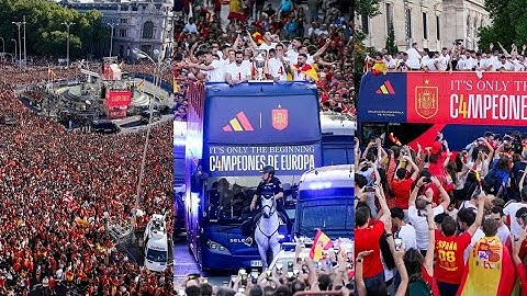 Incredible Scenes in Madrid As Spain Fans Welcome the team Bus after Winning The euro 2024 title