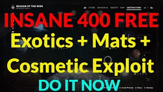 INSANE 400 FREE Exotics + Materials + Cosmetics Exploit - Bungie Screwed Up