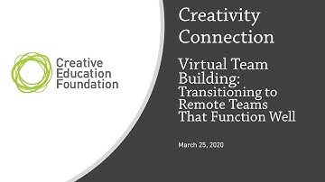 Creativity Connections 3-25-2020 -- Virtual Team Building: Transitioning to Remote Teams
