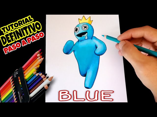 HOW TO DRAW BLUE ORIGINS from ROBLOX RAINBOW FRIENDS  como dibujar a azul  de roblox rainbow friends 