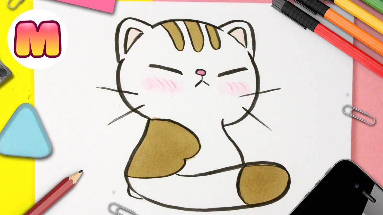 COMO DIBUJAR UN GATO KAWAII - dibujos kawaii faciles - Aprende a dibujar un gatito  facil - thptnganamst.edu.vn