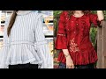 affordable fashion style semi formal cotton and georgette women paplum blouse shirts tunic tops 2021