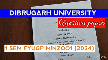 Minor Zoology | First Semester Zoology | Dibrugarh University Question Paper | FYUGP 2024