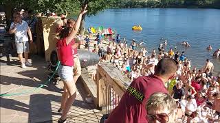 Beautiful Russian Girl Dancing At A Foamy Party On The Beach