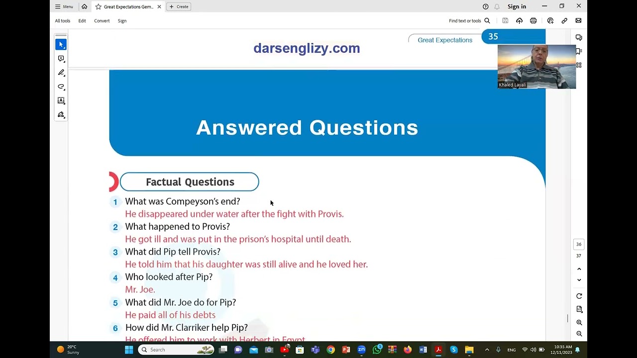 Lecture 264 3rd sec English Great Expectations ch 12 2024 محاضرة 264 قصة امال عظيمة فصل 12