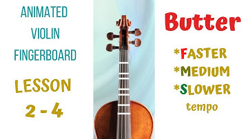 BUTTER 🧈by BTS 🎻LIVE Violin Tutorial |FASTER, MEDIUM, SLOWER |Animated Violin FINGERBOARD | LESSON 2
