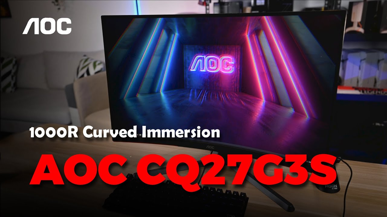 AOC CQ27G3S 27 2K QHD (2560 x 1440) 165Hz Curved Screen Gaming Monitor;  AMD FreeSync; HDMI, DisplayPort; Flicker-Free; - Micro Center