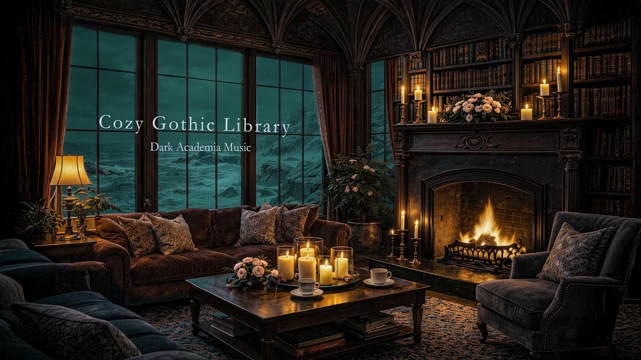 Quiet Reading a Book By The Window While Gazing at The Sea 📚 Dark Academia for Study & Night Writing