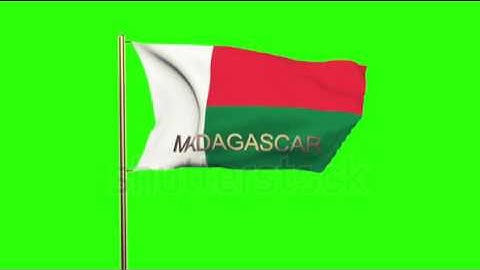 Madagascar flag with title waving in the wind. Looping sun rises style. Animation loop Stock video