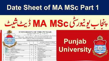 Date Sheet of MA MSc Part 1 Postponed Exams 2020 | Punjab University Exams New Date Sheet