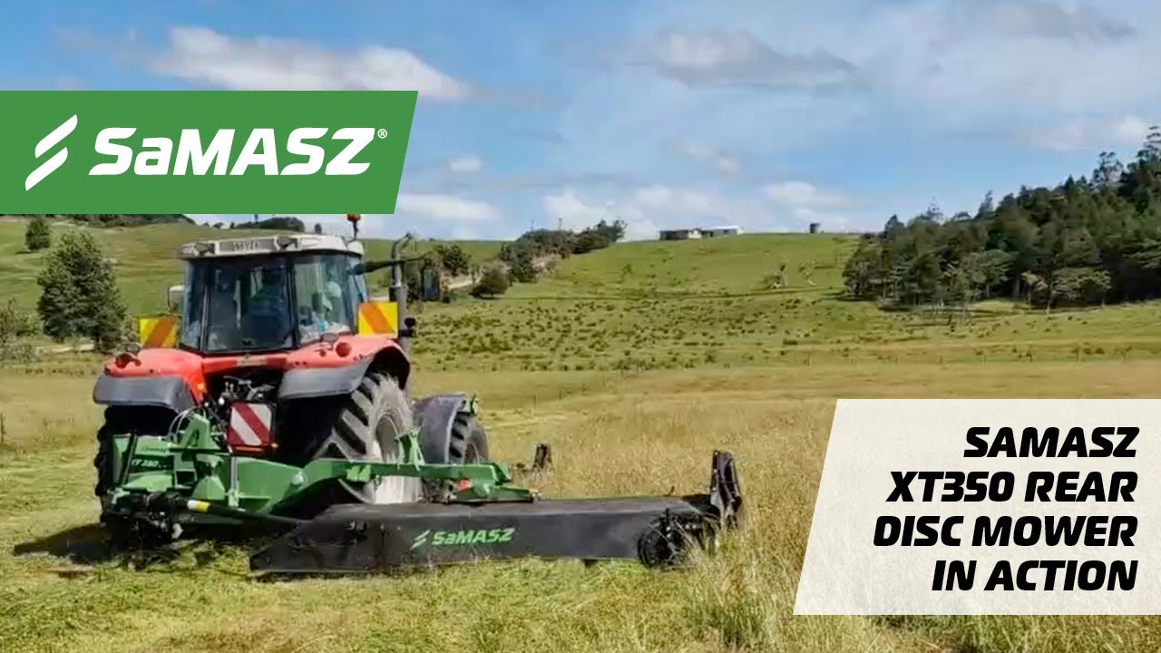 Overview of the ﻿SaMASZ XT350 Rear Disc Mower in action in NZ